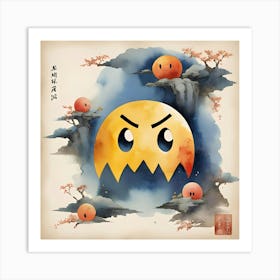 Pac-Man Chinese Painting Art Print