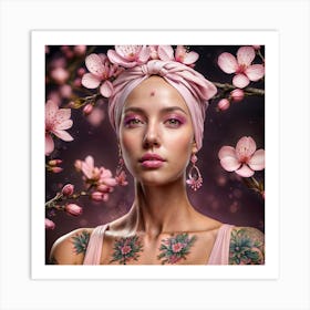 Beautiful Young Woman With Tattoos Art Print