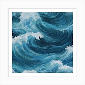 Blue Ocean Waves Art Print