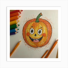 Halloween Pumpkin Drawing 4 Art Print