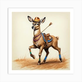 Deer In Cowboy Hat 1 Art Print