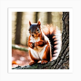 Red Squirrel In The Forest Art Print