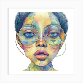 Abstract Woman With Glasses Art Print