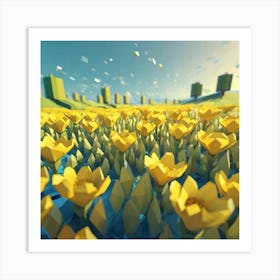 Polygonal Flowers Art Print