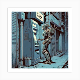 Robot At The ATM Art Print