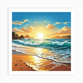 Sunset On The Beach Art Print