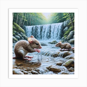 Mouse In A Waterfall Art Print