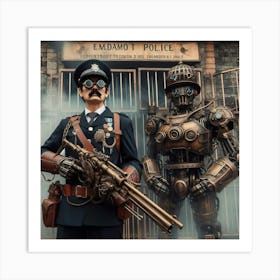 Steampunk Policemen Art Print