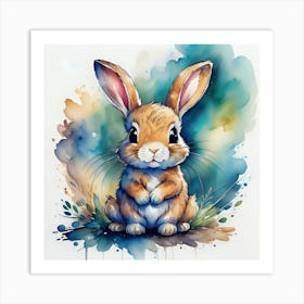 Bunny Watercolor Painting Art Print