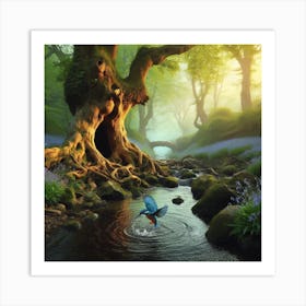 Kingfisher In The Forest 3 Art Print