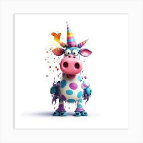 Birthday Cow Art Print