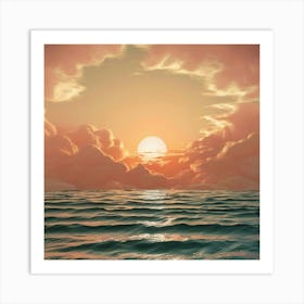 Sunset Over The Ocean Art Print