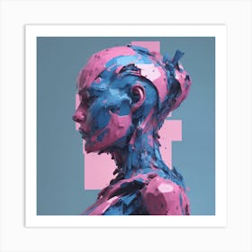 DECONSTRUCTED BLUE AND PINK FIGURE 6 Art Print