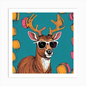 Deer In Sunglasses 11 Art Print