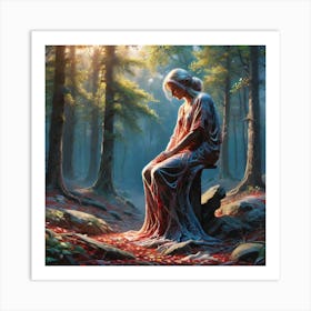 Woman In The Woods 46 Art Print