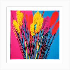 Fountain Grass 1 Pop Art Illustration Square Art Print