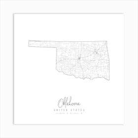 Oklahoma Minimal Street Map Square Art Print