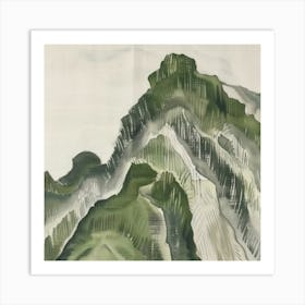 Japanese Watercolour Of Mount Nantai 1 Art Print