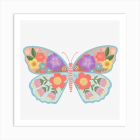 Butterfly With Flowers Art Print