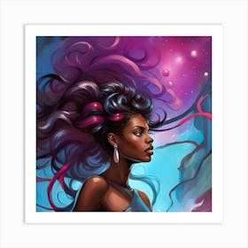 Girl In Space Art Print