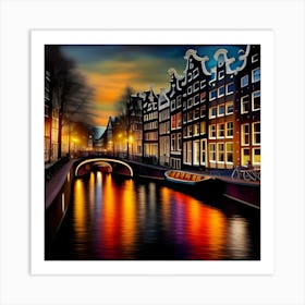 Amsterdam, Bokeh Photography of a City Skyline, Wall Art Print Art Print