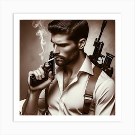 Secret Agent Templar 2/4 (spy mission impossible bond mi5 assassin action movie gun smoking cigarette alpha hunt mif bourne ryan) Art Print