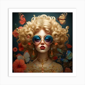 Beautiful Woman With Butterfly Wings Art Print