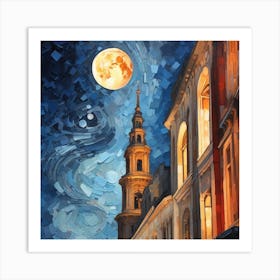 Moonlight In The City Art Print