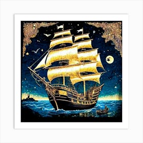 Ship At Night Poster