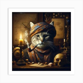 Cat With A Pipe Art Print