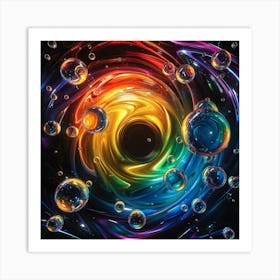 Swirling Rainbow Bubble Abstract Art Print