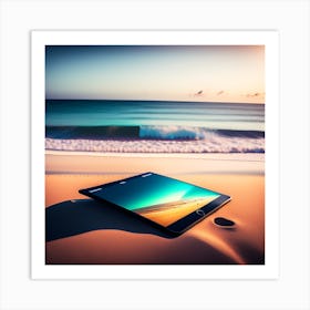 Tablet Pc On The Beach Art Print