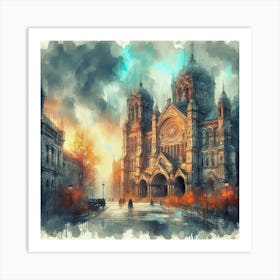 Paris Cathedral Painting Art Print