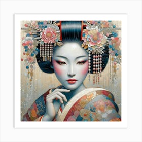 Geisha Creative Illustration Artwork 49 Art Print