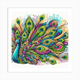 Illustration Peacock 1 Art Print