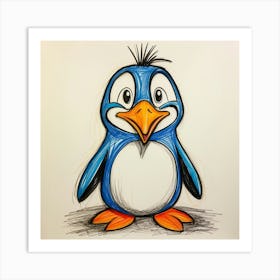 Penguin Drawing 8 Art Print