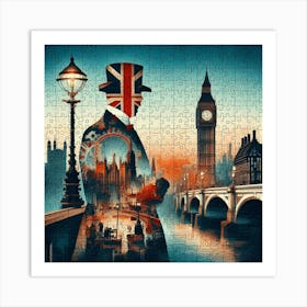 Abstract Puzzle Art English gentleman in London 8 Art Print