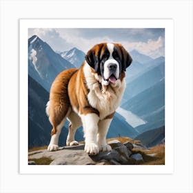 St Bernard Dog 35 Art Print