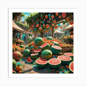 Watermelon Market Art Print