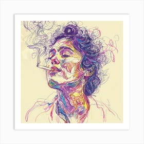 Smoking Woman Art Print