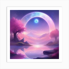 Moon And Trees Art Print