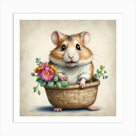 Hamster In A Basket 2 Art Print