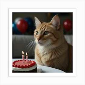 Birthday Cat Art Print