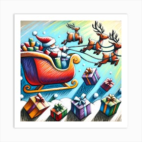 Super Kids Creativity:Santa Claus Sleigh Art Print