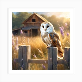 Barn Owl in Late Summer on the Farm Art Print