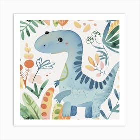 Plateosaurus Dinosaur Muted Pastels Pattern 4 Art Print