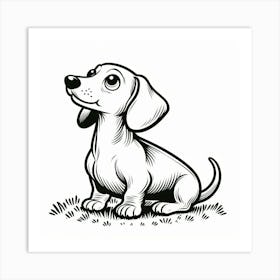 Line Art dachshund dog 3 Art Print