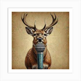 Deer With Microphone 2 Art Print