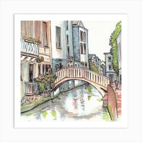 Venice Bridges Square Art Print