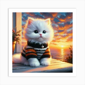 Kitten At Sunset 1 Art Print